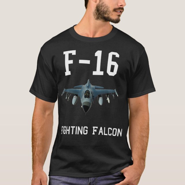 F16 FIGHTING FALCON JET FIGHTER PLANE T SHIRT  (Front)