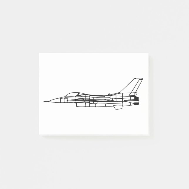 F16 Military Fighter Aeroplane Silhouette Post-it Notes (Front)