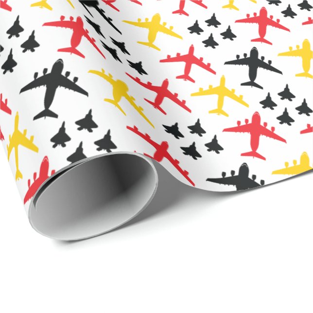 F22 C17 KC135 in Red Golden Yellow and Black Wrapping Paper (Roll Corner)