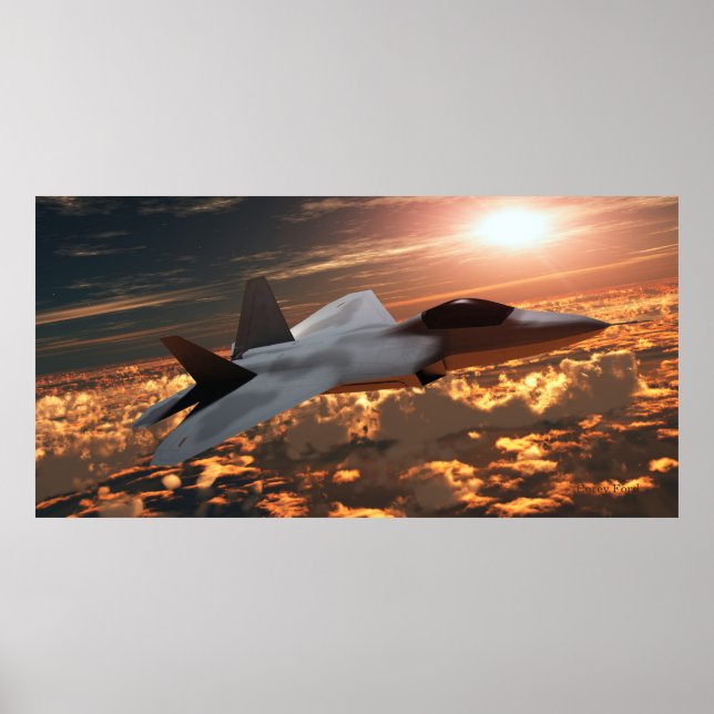 F22 Fighter Jet at Sunset Print (Front)