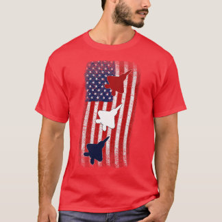 F22 Raptor American Flag 4th of July Red White Blu T-Shirt