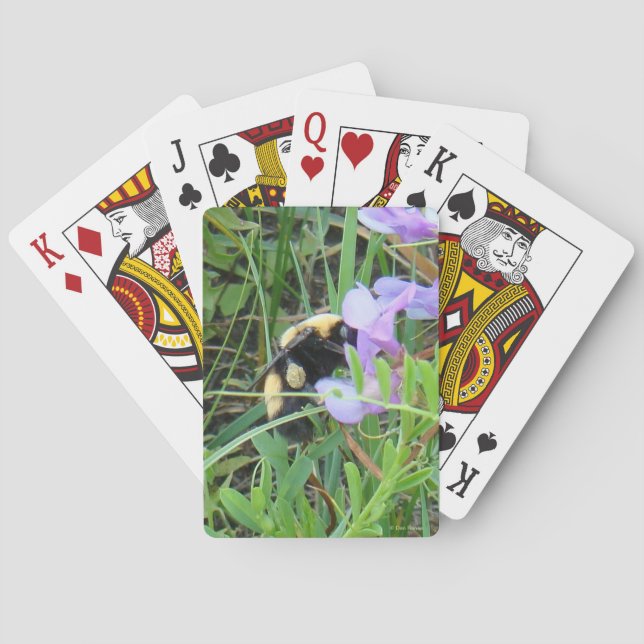 F2 Wild Bee on Purple Wildflowers Playing Cards (Back)