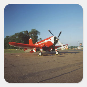 F2G-1D Super Corsair aeroplane at an air show in Square Sticker