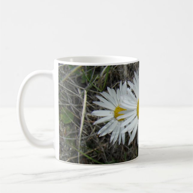 F42 White Wildflowers Smooth Aster Coffee Mug (Left)