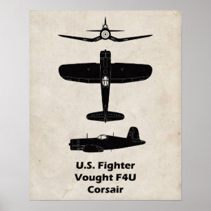F4U Corsair WWII Aeroplane Poster - Gift for Pilot