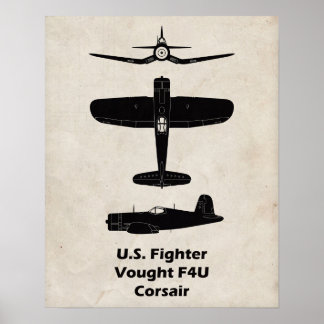 F4U Corsair WWII Aeroplane Poster - Gift for Pilot