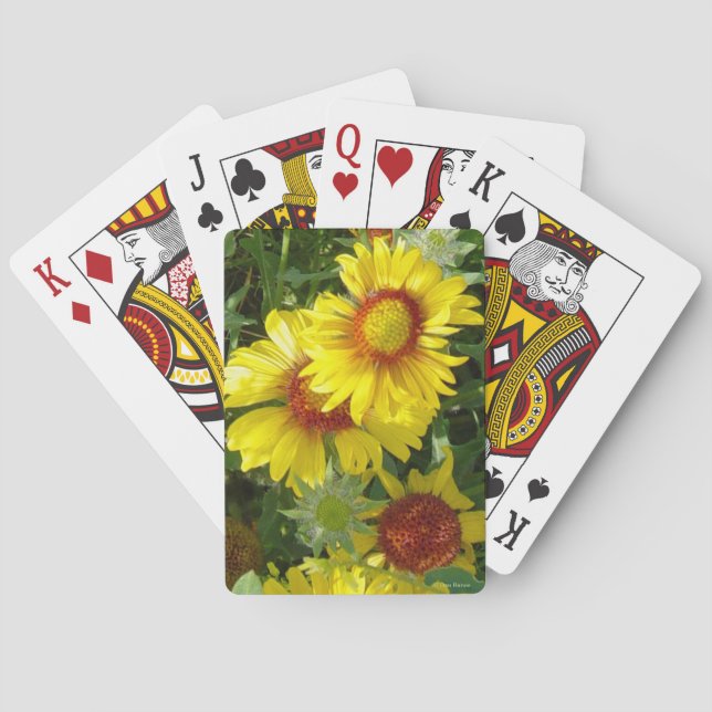 F6 Yellow Wildflowers Gaillardia Playing Cards (Back)