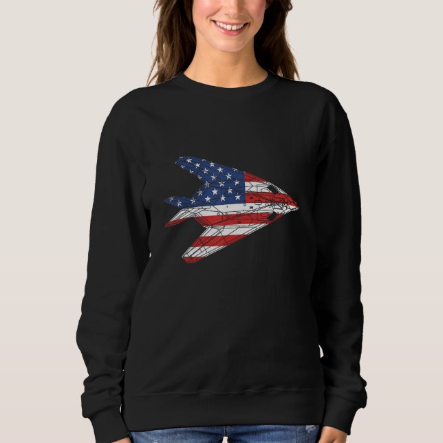F-117 Stealth Nighthawk Aircraft American Flag F11 Sweatshirt (Front)