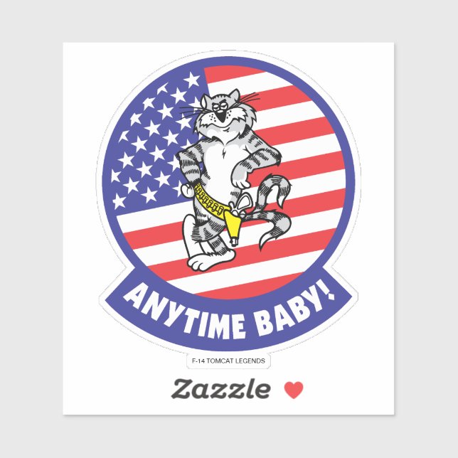 F-14 TOMCAT "ANYTIME BABY!" USA STICKER (Sheet)