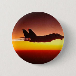 F-14 TOMCAT IN AFTERBURNER 6 CM ROUND BADGE