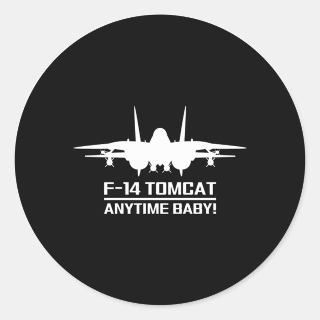 F-14 Tomcat Military Fighter Jet Aircraft On Front Classic Round Sticker (Front)