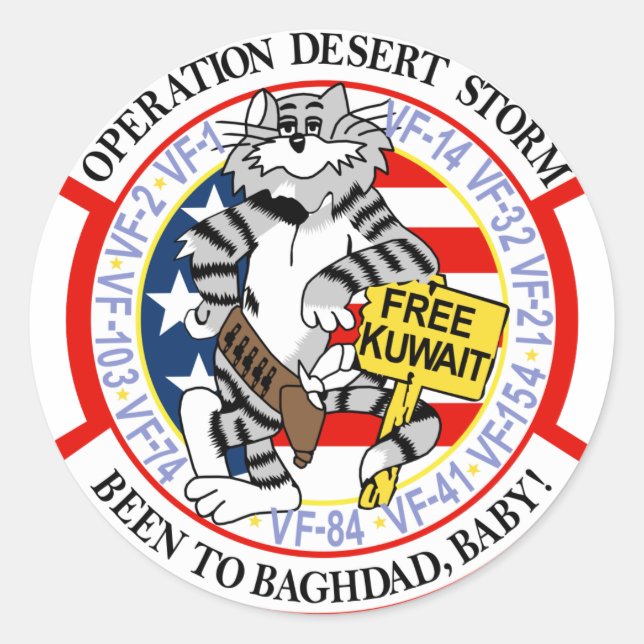 F-14 Tomcat Operation Desert Storm Classic Round Sticker (Front)