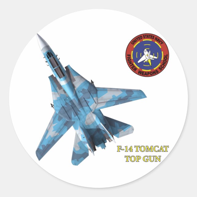 F-14 Tomcat Top Gun Classic Round Sticker (Front)