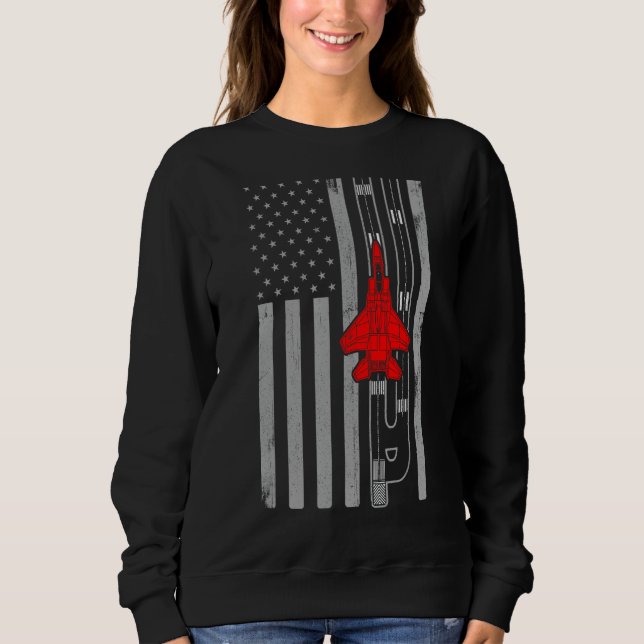 F-15 Eagle Fighter Jet Aeroplane American Flag Run Sweatshirt (Front)