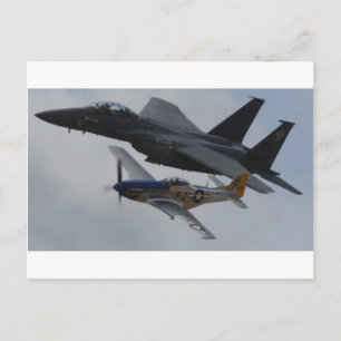F-15 EAGLE + P-51 MUSTANG FORMATION POSTCARD