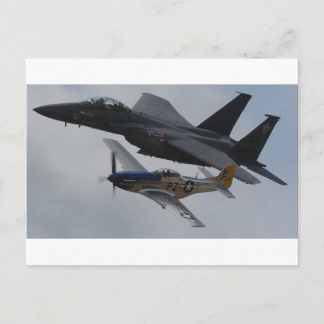 F-15 EAGLE + P-51 MUSTANG FORMATION POSTCARD (Front)