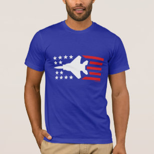 F-15 Strike Eagle Jet Red White Blue Stars Stripes T-Shirt