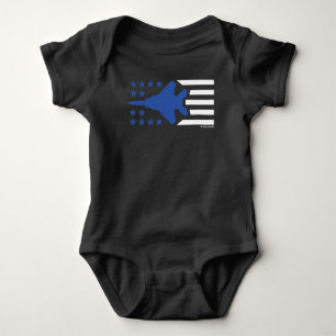 F-15 Strike Eagle Jet White n Blue Stars Stripes Baby Bodysuit