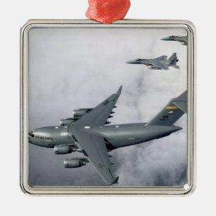 F-15B Eagles escort the first Hawaii-based C-17 Metal Tree Decoration