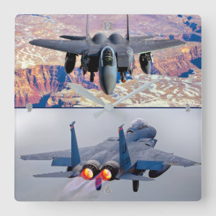 F-15E STRIKE EAGLE SQUARE WALL CLOCK