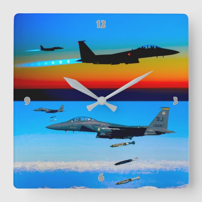 F-15E STRIKE EAGLE SQUARE WALL CLOCK (Front)