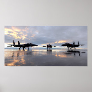 F-15SG and two F-15E Strike Eagles Air Force Poster