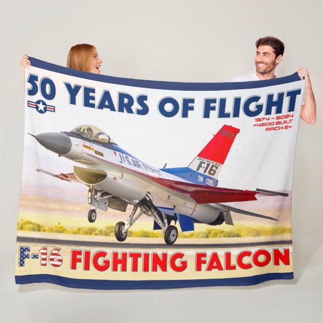 F-16 FIGHTING FALCON - 50 YEARS! FLEECE BLANKET (In Situ)