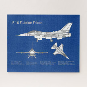 F-16 Fighting Falcon - Aeroplane Blueprint Plan AB Jigsaw Puzzle