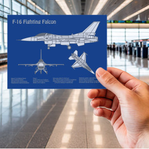 F-16 Fighting Falcon - Aeroplane Blueprint Plan AB Postcard