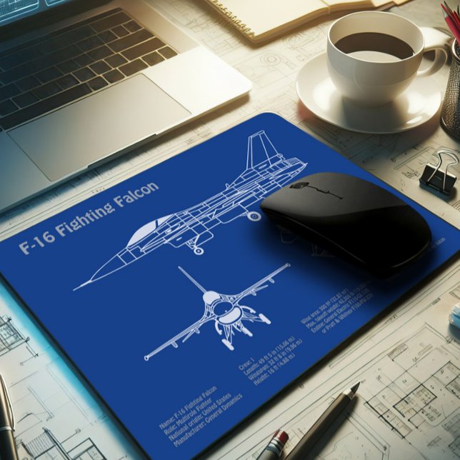 F-16 Fighting Falcon - Aeroplane Blueprint Plans A Mouse Pad (Creator Uploaded)