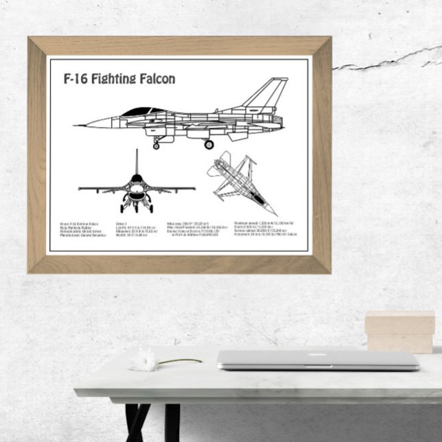 F-16 Fighting Falcon - Aeroplane Blueprint Plans B Poster (Creator Uploaded)