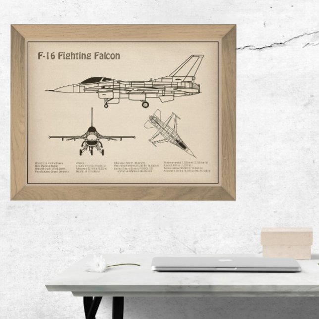 F-16 Fighting Falcon - Aeroplane Blueprint Plans S Poster (Creator Uploaded)