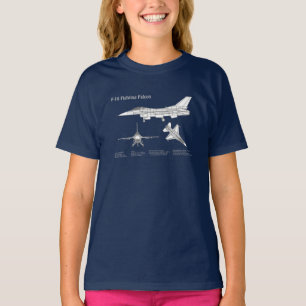 F-16 Fighting Falcon - Airplane Blueprint Plan ABD T-Shirt