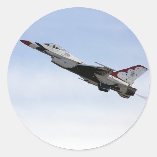 F-16 Thunderbird In Flight Classic Round Sticker (Front)