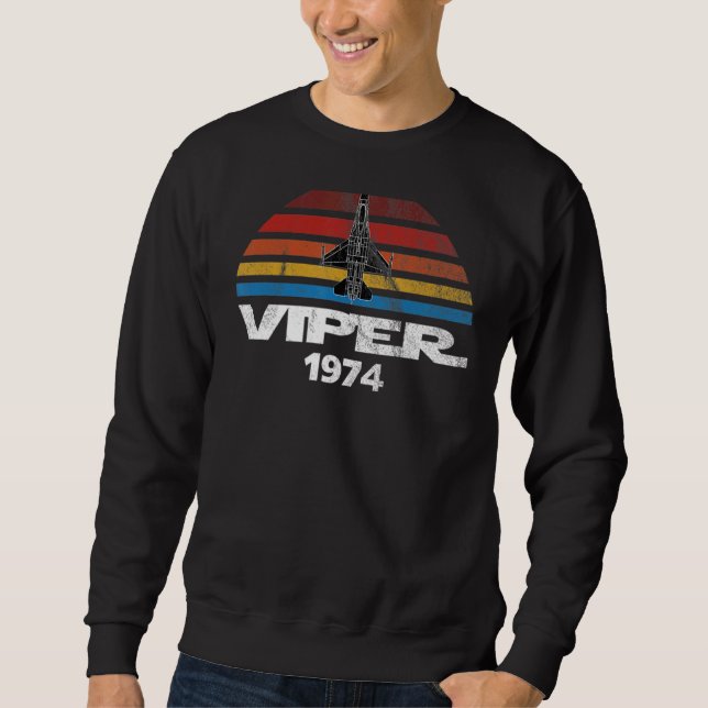 F 16 Viper Fighter Jet Distressed Sunset Sweatshirt (Front)