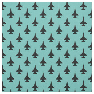 F-16 Viper Fighter Jet Pattern Black Fabric