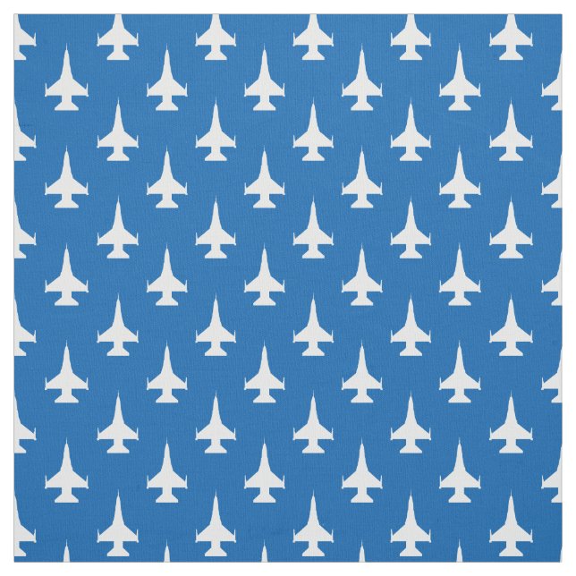 F-16 Viper Fighter Jet Pattern White Fabric (Swatch)