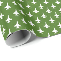 F-16 Viper Fighter Jet Pattern White on Green