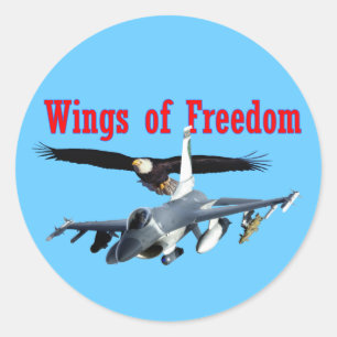F-16 Wings of Freedom Classic Round Sticker