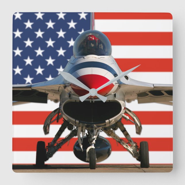 F-16C FIGHTING FALCON SQUARE WALL CLOCK (Front)