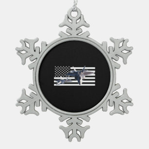 F-22 (Black Flag) Snowflake Pewter Christmas Ornament