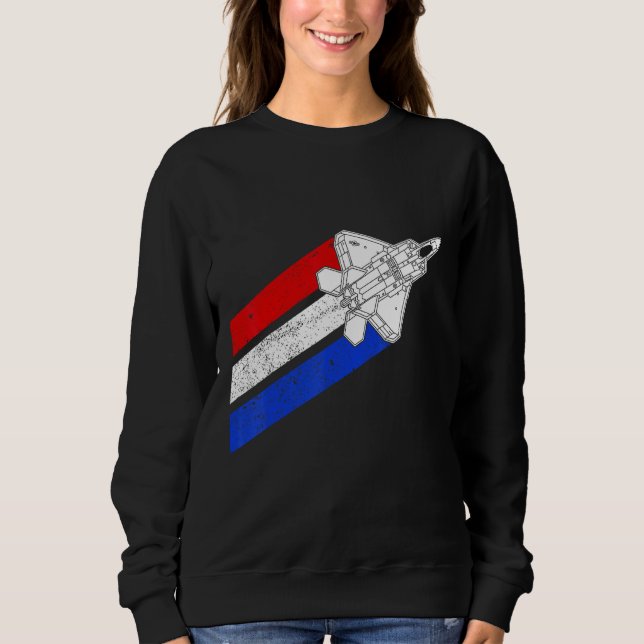 F-22 Raptor Aeroplane USA Contrails Red White Blue Sweatshirt (Front)