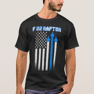 F 22 Raptor American jet Distressed Flag T-Shirt