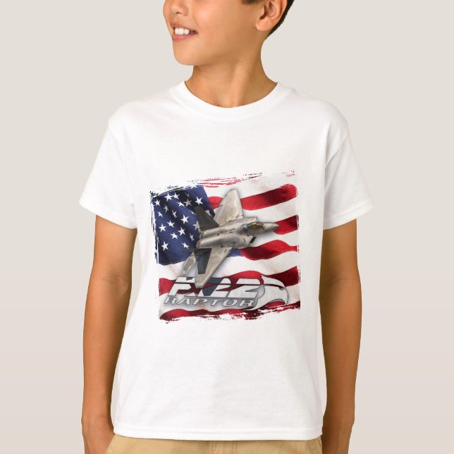 F-22 Raptor and American Flag T-Shirt (Front)