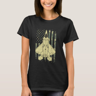 F-22 Raptor Fighter Jet Flag US Camouflage Militar T-Shirt