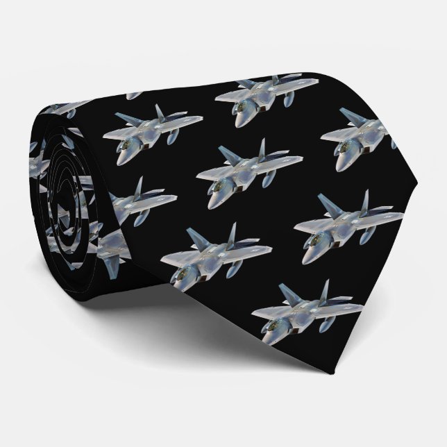F-22 Raptor Fighter Jet on Black Tie (Rolled)