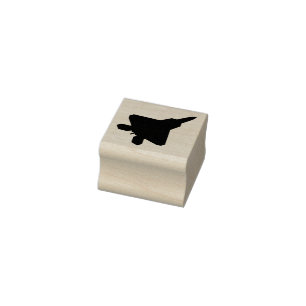 F-22 Raptor Fighter Jet Top View Wood Stamp