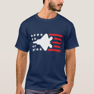 F-22 Raptor Fighter Jet White Stars Red Stripes T-Shirt