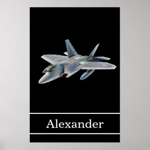 F-22 Raptor Fighter Jet with Name Poster