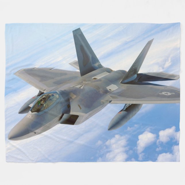 F-22 Raptor Military Jet Fleece Blanket (Front (Horizontal))